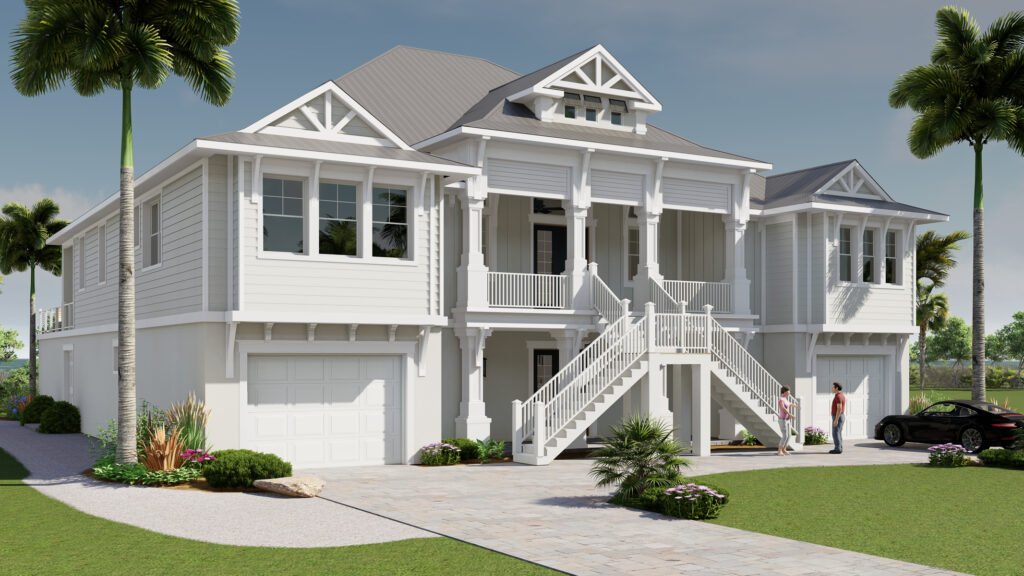 3d rendering florida waterfront beachside